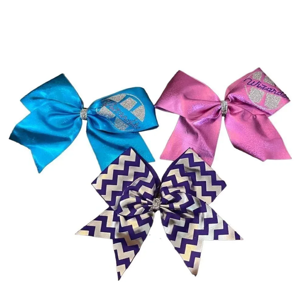 Bundle of 3 Large 8” Cheer Bows – High Quality